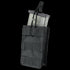 The Condor Single G36 Open-Top Mag Pouch holds a transparent rifle magazine, secured with a retention strap—ideal for tactical or law enforcement use.